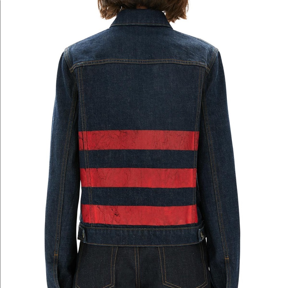Helmet lang striped denim jacket